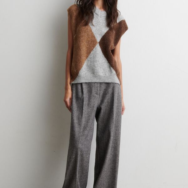 Forca Knit Vest, light grey melange, Second Female