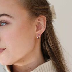 Rock Classic Grey Diamond Hoop S, white gold, Ro Copenhagen