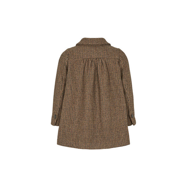 Olive Wool Coat, earthy check, MarMar Copenhagen
