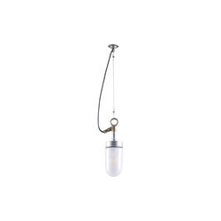 Well Glass Pendant 7679 IP44, galvanised silver/frosted, Original BTC