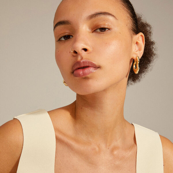 LOULIA Wavy Earrings, gold plated, Pilgrim