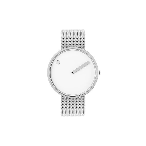PICTO Wrist Watch, white/steel/matt steel, Picto
