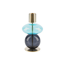 Bubble Candle holder, blue/smoke, Holmegaard