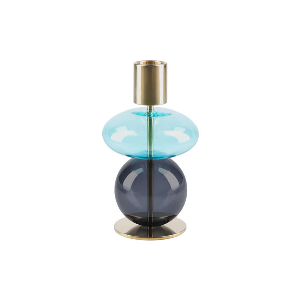 Bubble Candle holder, blue/smoke, Holmegaard