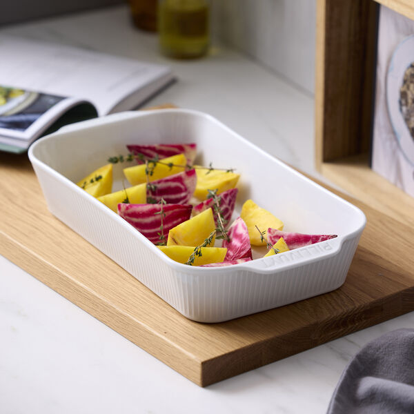 Pliss&eacute; Dish deep, white, Pillivuyt