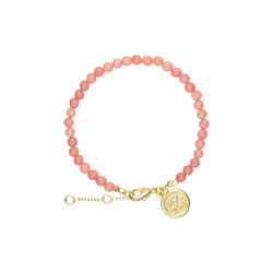 Amelia gemstone bracelet w. pendant, gold plated/peach, Pure by Nat