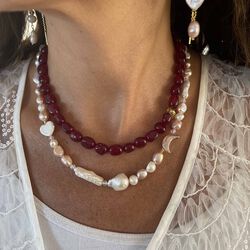 Vilma Necklace, burgundy, Nuni Copenhagen