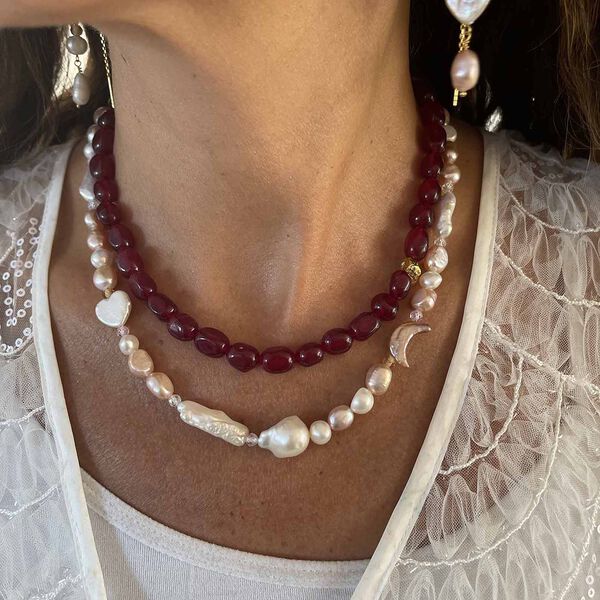 Vilma Necklace, burgundy, Nuni Copenhagen