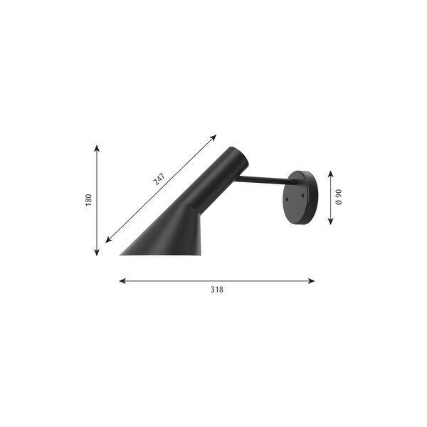 AJ Wall Lamp without Switch & Cord, black AJ Wall Lamp without Switch & Cord, black, Louis Poulsen