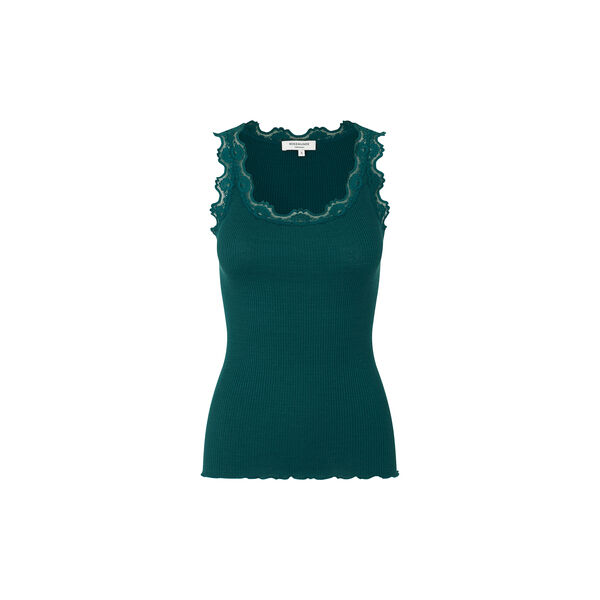 Silk Top w/ Lace , dark teal, Rosemunde