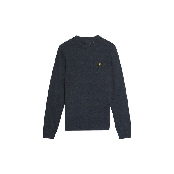 Lambswool Blend Crew Neck Jumper, dark navy marl, Lyle & Scott