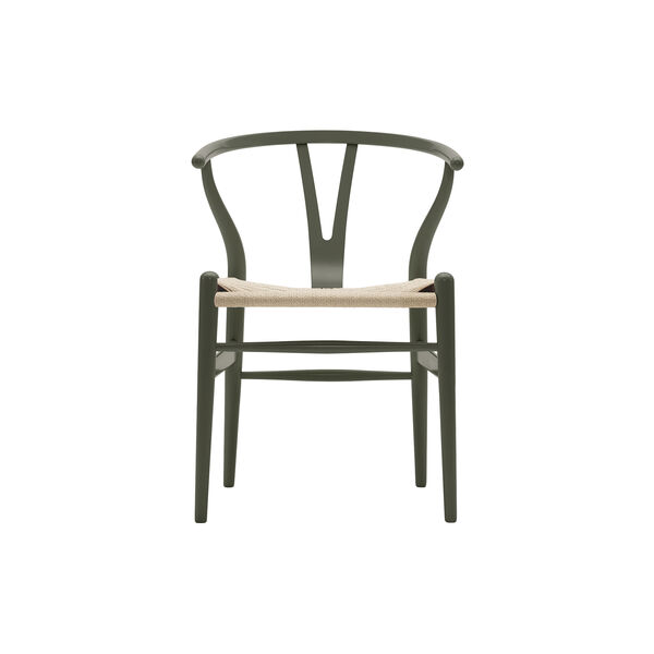 CH24 Wish Bone Chair, olive green/natural, Carl Hansen & S&oslash;n