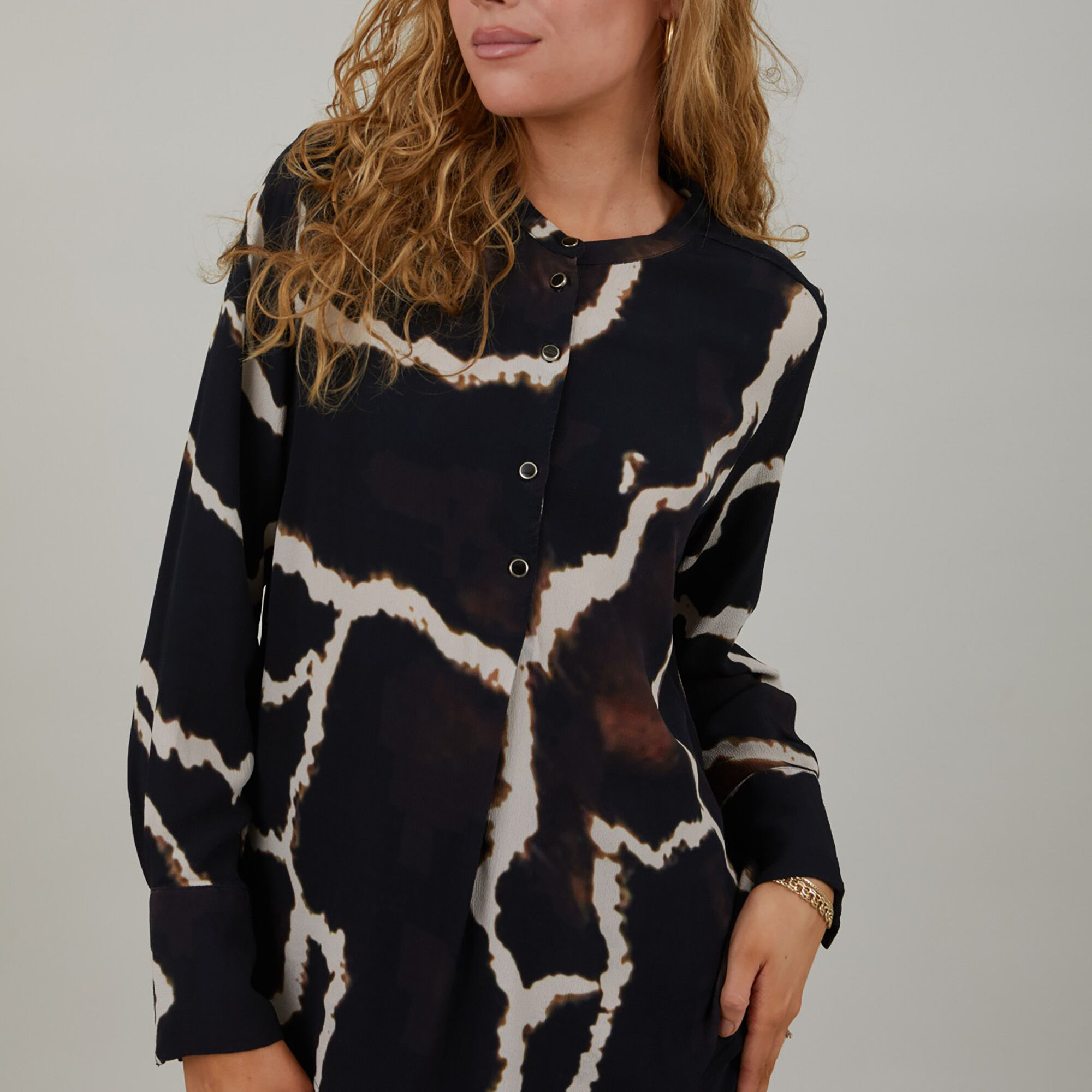 Black tie dye oversized dip back shirt dress online