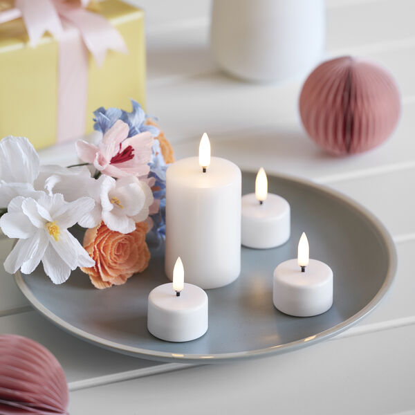 LED Mini Pillar Candle 7.5 cm, nordic white, Uyuni Lighting