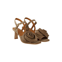 Heeled sandal with voluminous rose detailing, dessert, ANGULUS