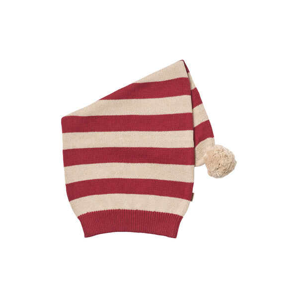 Knitted Christmas Hat, red christmas stripe, Wheat