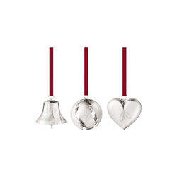 2026 Christmas Ornament Set 3 psc, silver, Georg Jensen