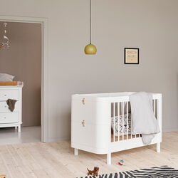 Wood Mini+ Cot Bed excl. Junior Kit 68x122 cm, white, Oliver Furniture