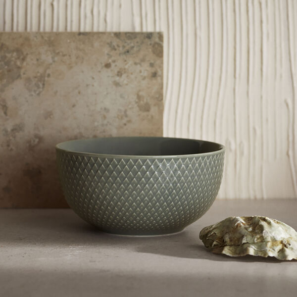 Rhombe Earth Bowl, moss, Lyngby Porcelæn