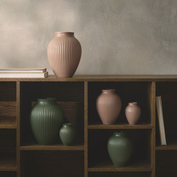 Knabstrup vase ripple, mat celadon green Knabstrup vase ripple, mat celadon green, Knabstrup Keramik
