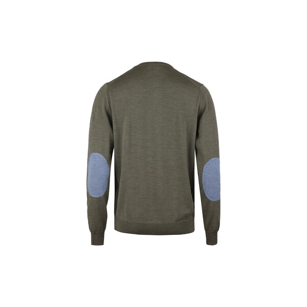 Sweater Knitted Crew Neck With Patch Merino Wool, green, Stenstr&ouml;ms