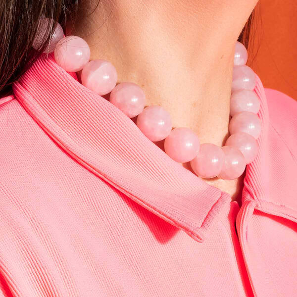 ARCADE FORTUNE CHOKER NECKLACE, gold plated/rose quartz, House of Vincent