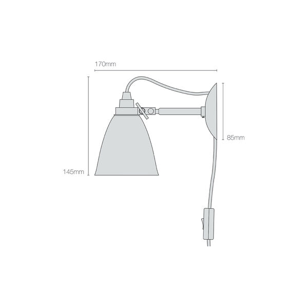 Hector Small Dome Wall Light Plug with Switch & Cable, natural white, Original BTC