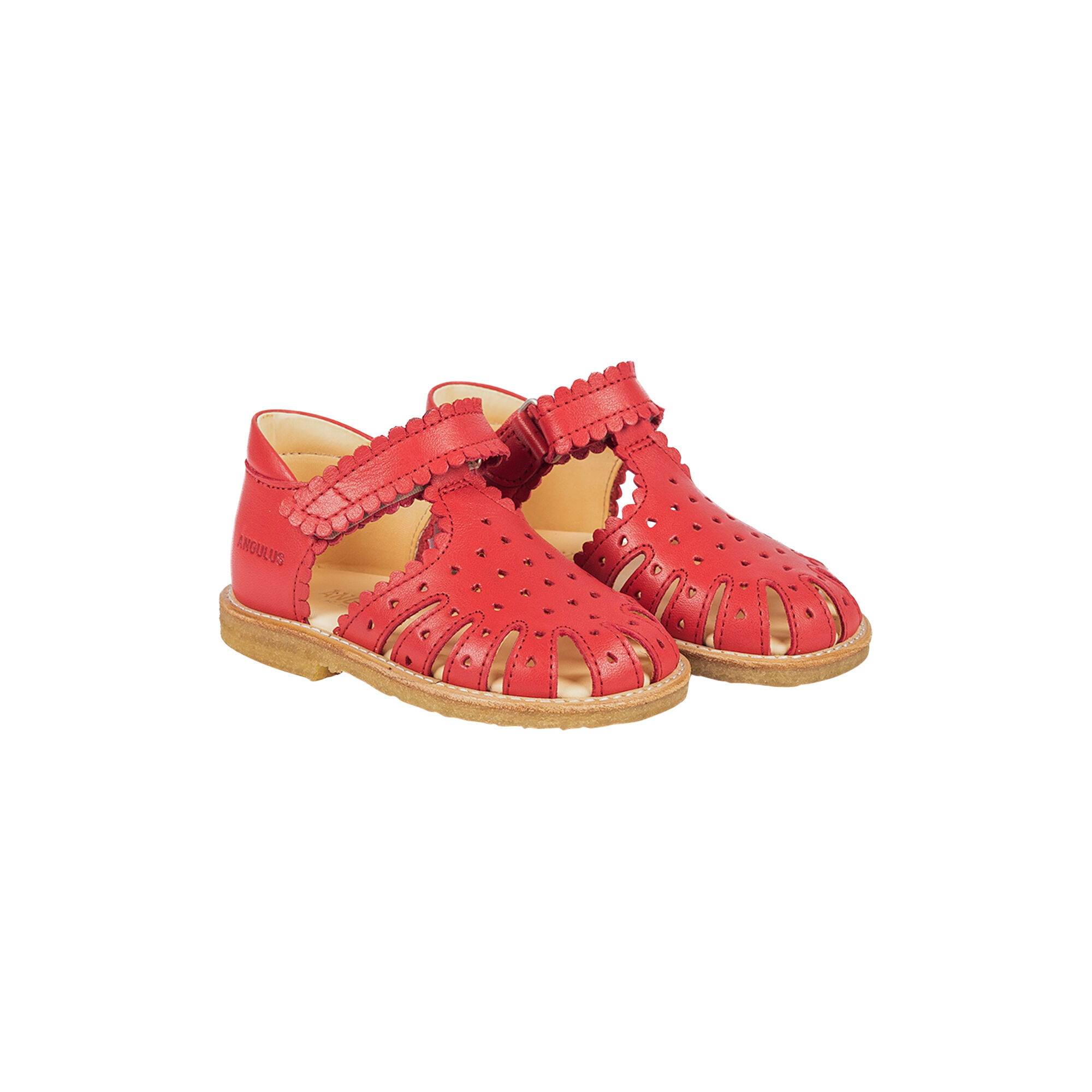 Starter Sandal with Mini Hearts and Velcro Closure red