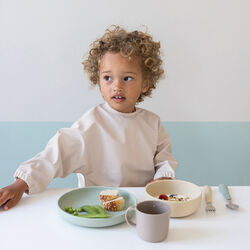 Sleeved Bib, classic stripes camel, Cam Cam Copenhagen