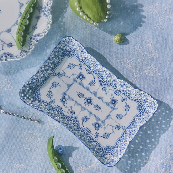 Blue Fluted Full Lace Rectangular Dish, Royal Copenhagen