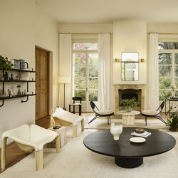 F300 Lounge Chair, pastel green/cream, GUBI