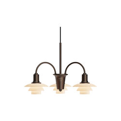 PH 1/1 Chandelier Centenary Edition 3-Armed, aged brass/dusty terracotta, Louis Poulsen