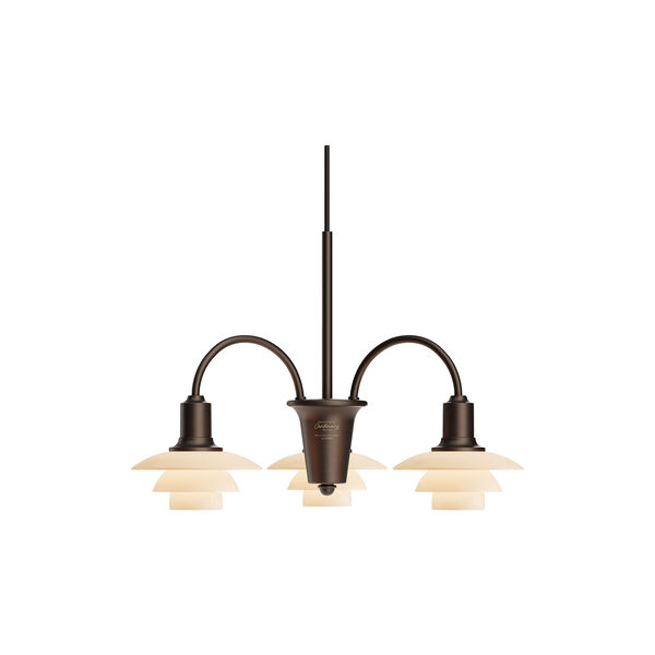 PH 1/1 Chandelier Centenary Edition 3-Armed, aged brass/dusty terracotta, Louis Poulsen