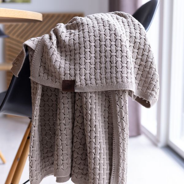 Knitted Plaid Square, khaki Knitted Plaid Square, khaki, By LOHN