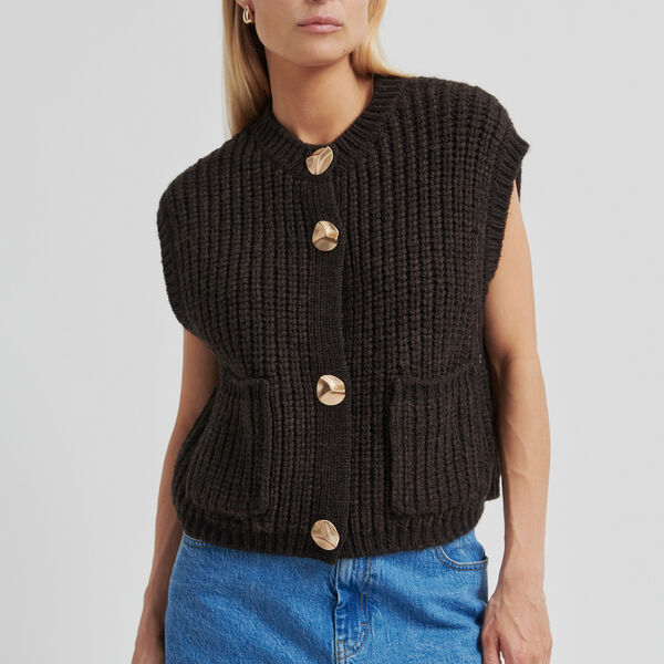 Ulrikke Knit Vest, chocolate torte, Second Female