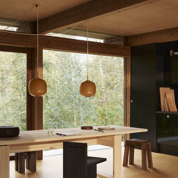 VL45 Radiohus Pendant, amber, Louis Poulsen