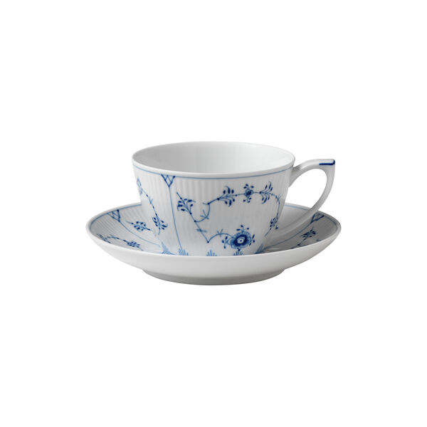 Blue Fluted Plain Cup with Saucer 28 cl, Royal Copenhagen