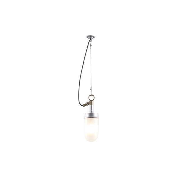 Well Glass Pendant 7679 IP44, galvanised silver/frosted, Original BTC