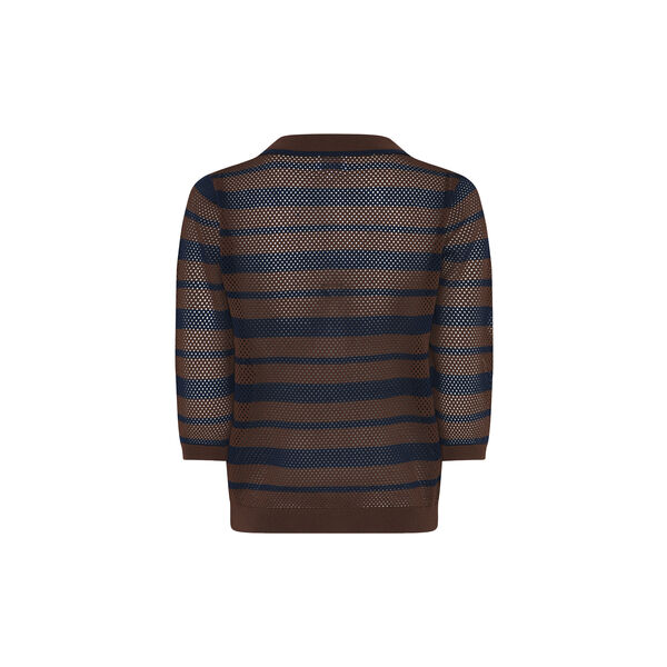Charlotte Knit Polo, brown/navy, LA RŌUGE