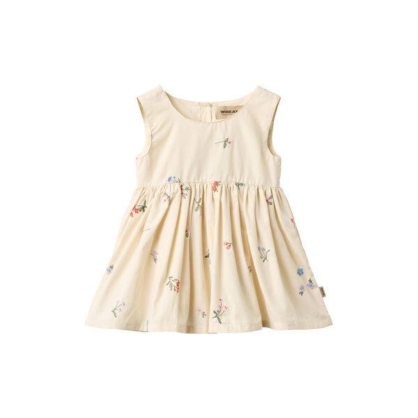 Pinafore Wrinkle Sienna, ivory embroidery flowers, Wheat