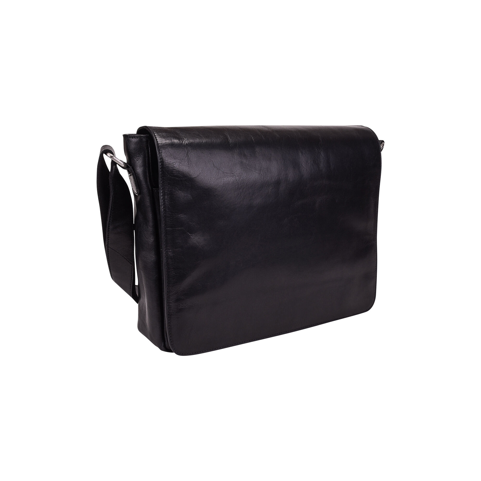 Large black leather messenger bag online