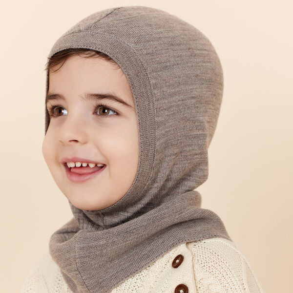 Lt. Knitted Merino Balaclava With Frill, natural melange, Copenhagen Colors Organics