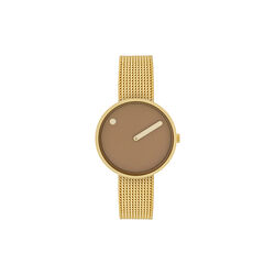 PICTO Wrist Watch, cappuccino brown/gold/matt gold, PICTO