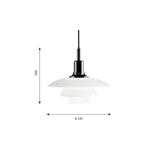 PH 3½-3 Glass Pendant, black, Louis Poulsen