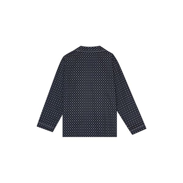 Megeve Pyjamas, navy off white print/grey piping, Ambassador 1867