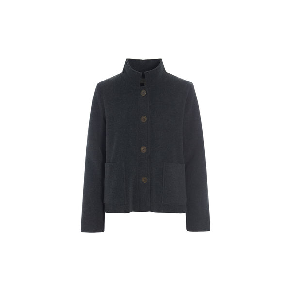 Short Fleece Cardigan With Shawl Collar | Soft Black, Henriette Steffensen Copenhagen