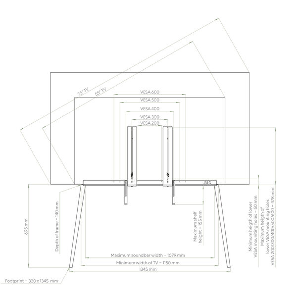 TV stand XL 55''-77'', black TV stand XL 55''-77'', black, JALG