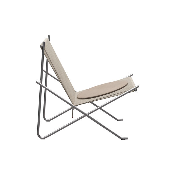 PK4&trade; Chair with Cushion, brushed stainless steel/natural/natural canvas, Fritz Hansen