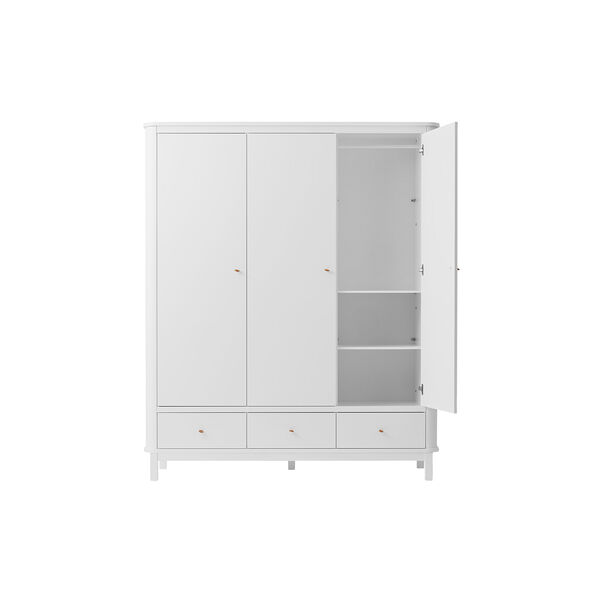 Wood Wardrobe 3 Doors, white, Oliver Furniture