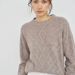Christine Cable Sweater, dark sand, CARE BY ME